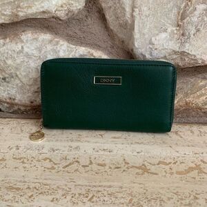 DKNY continental wallet zip around green